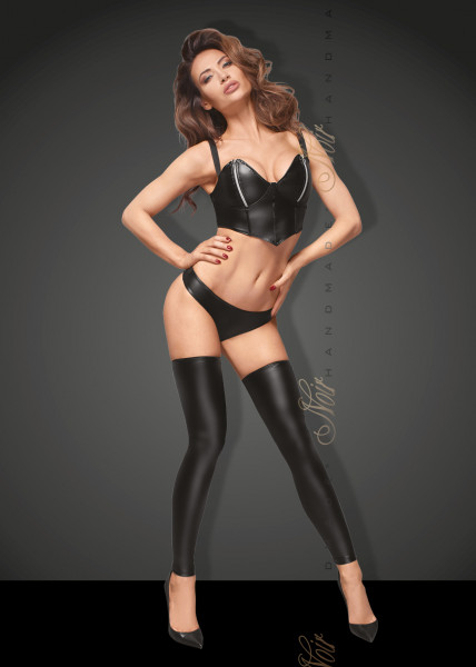 Noir Handmade: Wetlook-Stulpen und Zip-String F163, schwarz - vergleichen und g&uuml;nstig kaufen